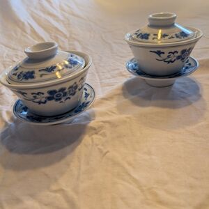 2/40$ Blue and White Floral Gaiwans Tea Set